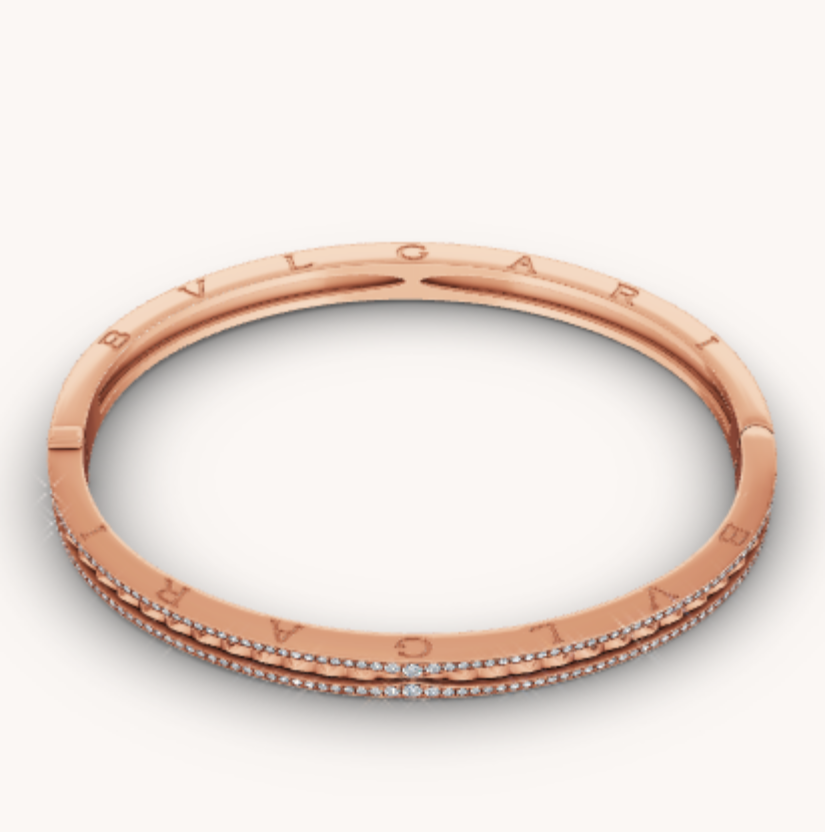 [BIJOUX]ZERO 1 SPIRAL AND PAVED DIAMOND PINK GOLD BRACELET