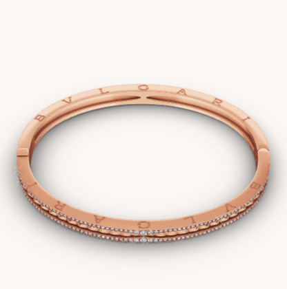 [BIJOUX]ZERO 1 SPIRAL AND PAVED DIAMOND PINK GOLD BRACELET
