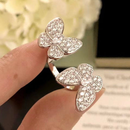 [BIJOUX]TWIN SILVER BUTTERFLY DIAMOND RING