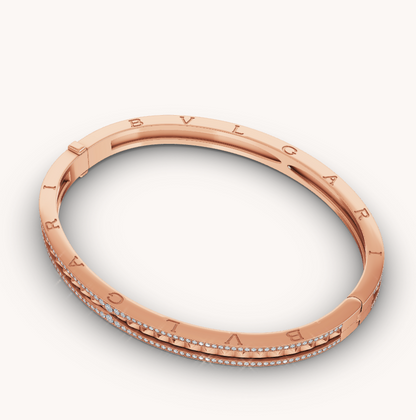[BIJOUX]ZERO 1 SPIRAL AND PAVED DIAMOND PINK GOLD BRACELET