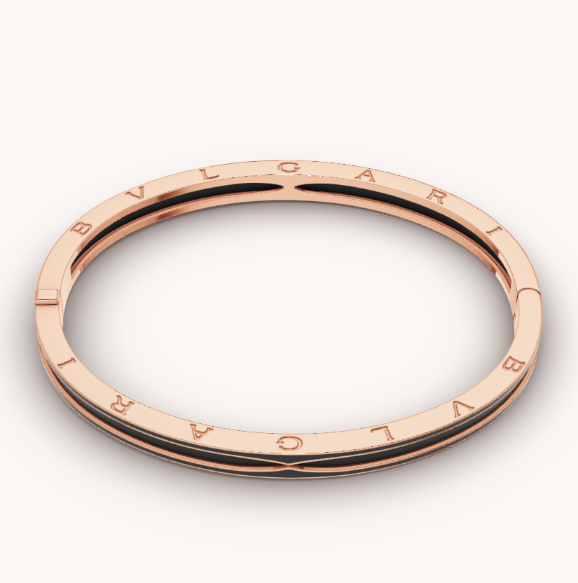 [BIJOUX]BRACELET ZERO 1 EN OR ROSE AVEC CÉRAMIQUE NOIRE MAT