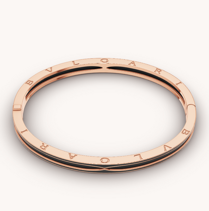 [BIJOUX]BRACELET ZERO 1 EN OR ROSE AVEC CÉRAMIQUE NOIRE MAT