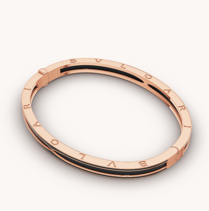 [BIJOUX]BRACELET ZERO 1 EN OR ROSE AVEC CÉRAMIQUE NOIRE MAT