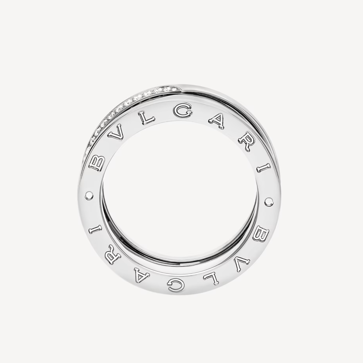 [BIJOUX]ZERO 1 THREE-BAND WITH DEMI-PAVED DIAMONDS ON THE EDGES RING