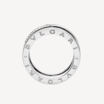 [BIJOUX]ZERO 1 THREE-BAND WITH DEMI-PAVED DIAMONDS ON THE EDGES RING