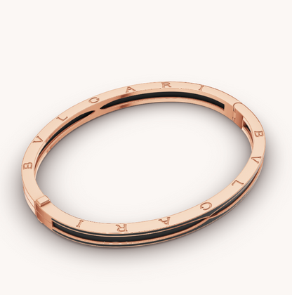 [BIJOUX]BRACELET ZERO 1 EN OR ROSE AVEC CÉRAMIQUE NOIRE MAT