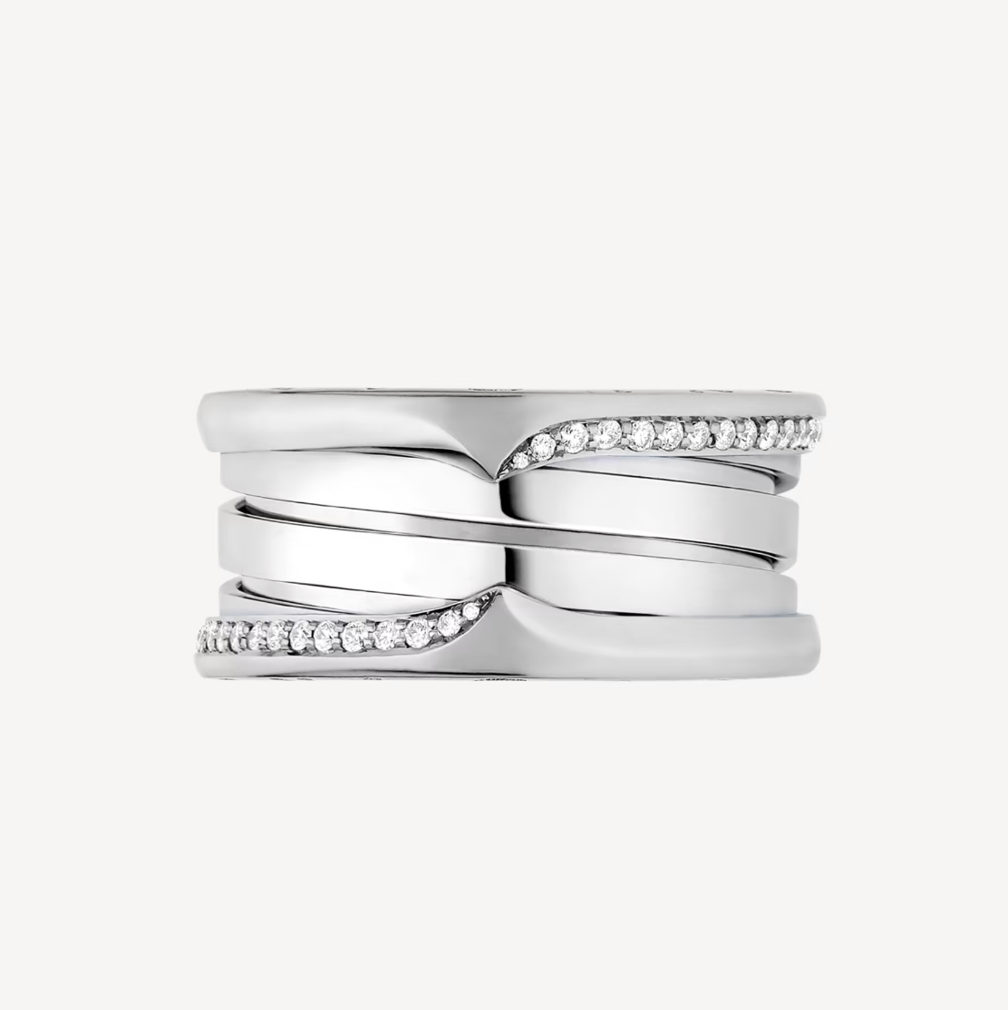[BIJOUX]ZERO 1 THREE-BAND WITH DEMI-PAVED DIAMONDS ON THE EDGES RING