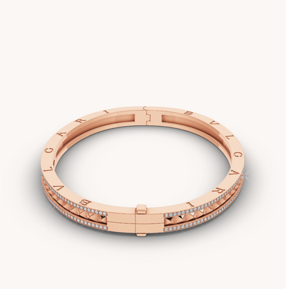 [BIJOUX]ZERO 1 SPIRAL AND PAVED DIAMOND PINK GOLD BRACELET
