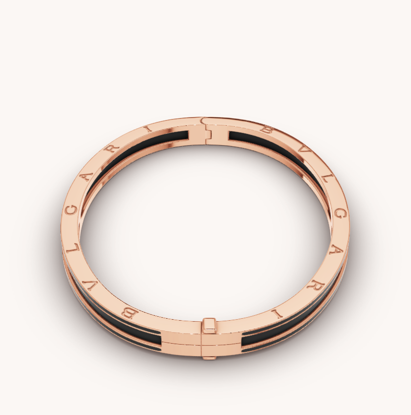 [BIJOUX]BRACELET ZERO 1 EN OR ROSE AVEC CÉRAMIQUE NOIRE MAT