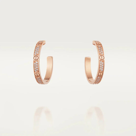 [BIJOUX]LOVE DIAMOND PINK GOLD HOOP EARRINGS