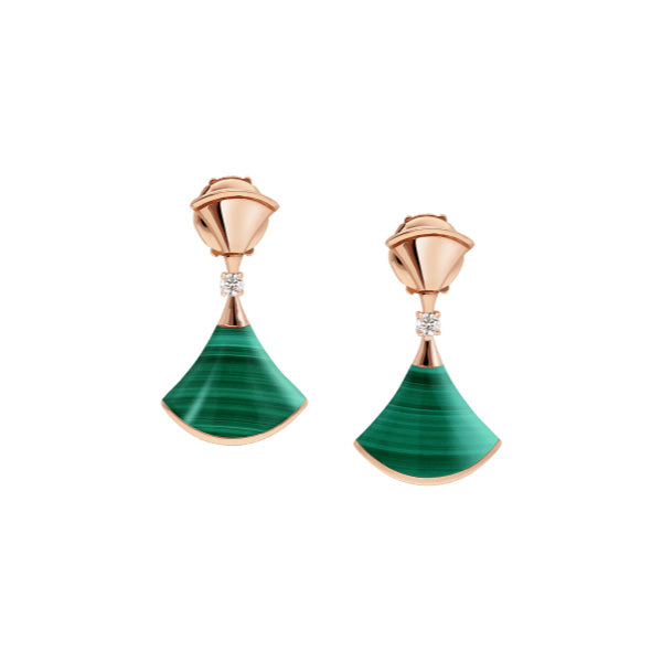 [BIJOUX]DREAM MALACHITE PINK GOLD EARRINGS