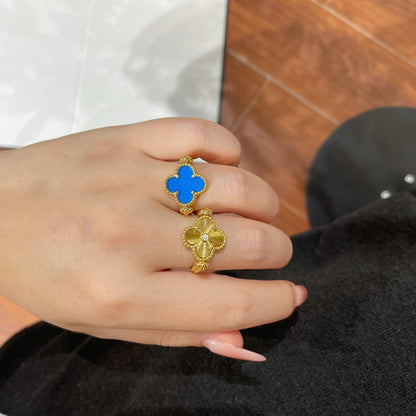 [BIJOUX]CLOVER RIVERSIBLE BLUE AGATE RING