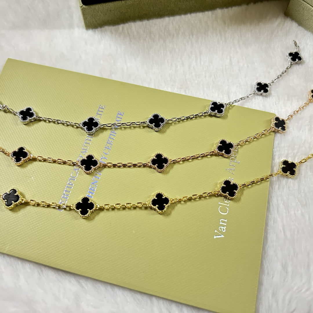 [BIJOUX]CLOVER 6 MOTIF  ONYXS BRACELET