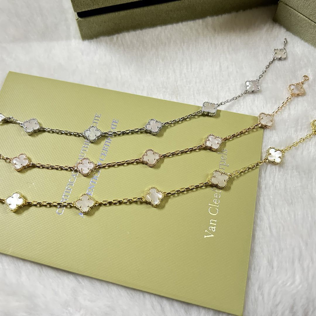 [BIJOUX]CLOVER 6 MOTIF WHITE MOP BRACELET