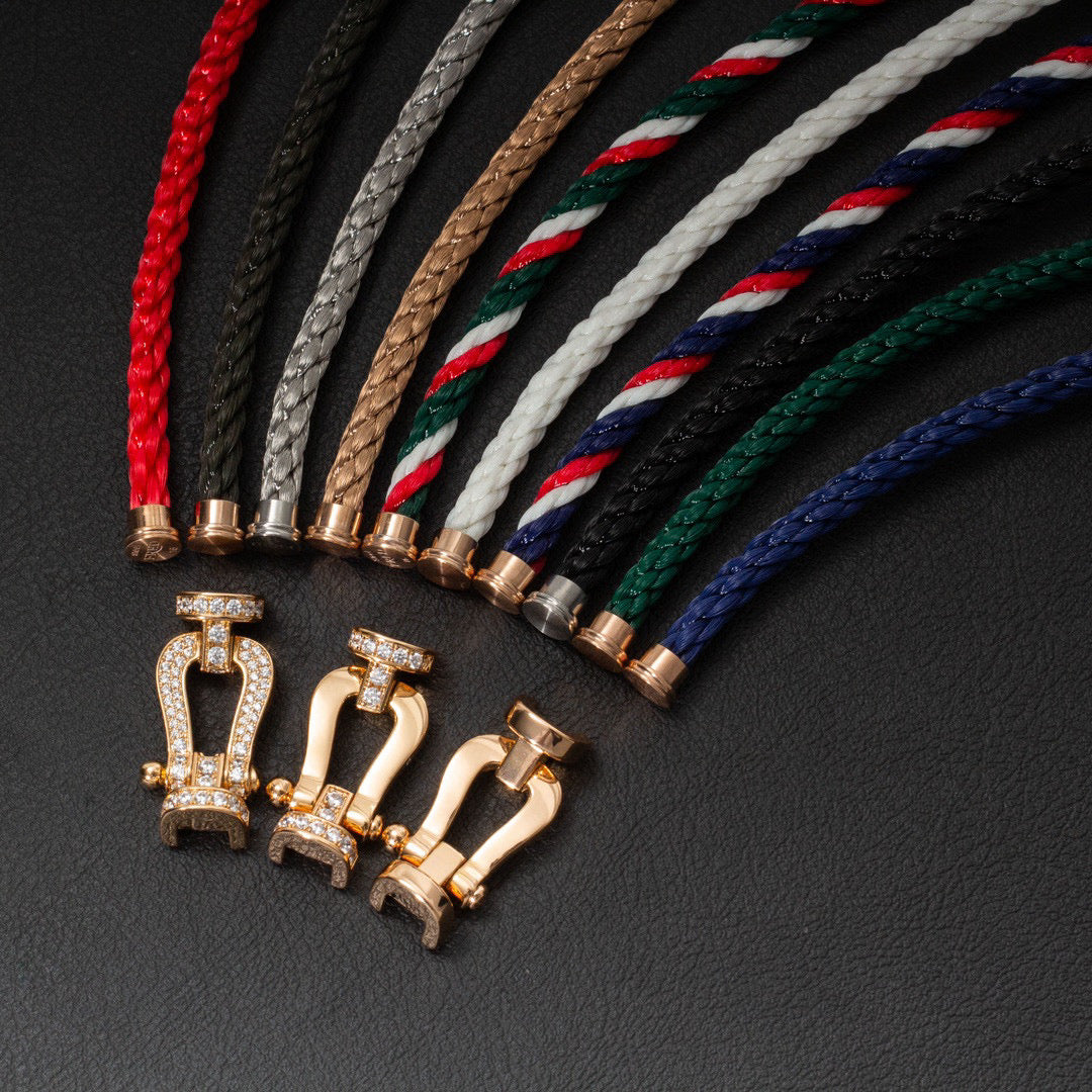 [BIJOUX]FORCE ラージホースシューハーフダイヤモンドブレスレット ローズゴールド