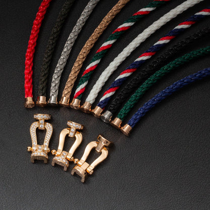 [BIJOUX]FORCE ラージホースシューハーフダイヤモンドブレスレット ローズゴールド