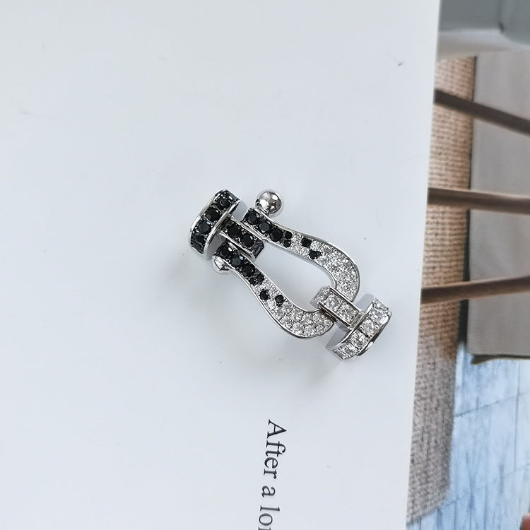 [BIJOUX]FORCE LARGE HORSESHOE BLACK WHITE DIAMOND BRACELET ROSE GOLD