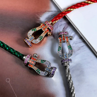 [BIJOUX]BRACELET FORC GRAND FER A CHEVAL DIAMANT COULEUR ARGENT