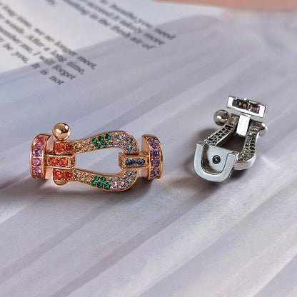 [BIJOUX]BRACELET FORC GRAND FER A CHEVAL DIAMANT COULEUR ARGENT