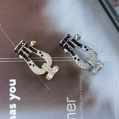 [BIJOUX]FORCE LARGE HORSESHOE BLACK WHITE DIAMOND BRACELET SILVER