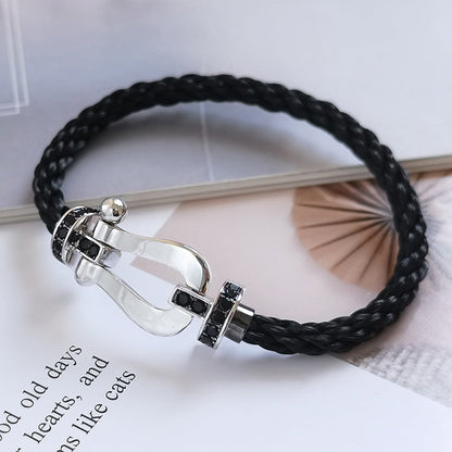 [BIJOUX]FORCE LARGE HORSESHOE BLACK DIAMOND BRACELET SILVER