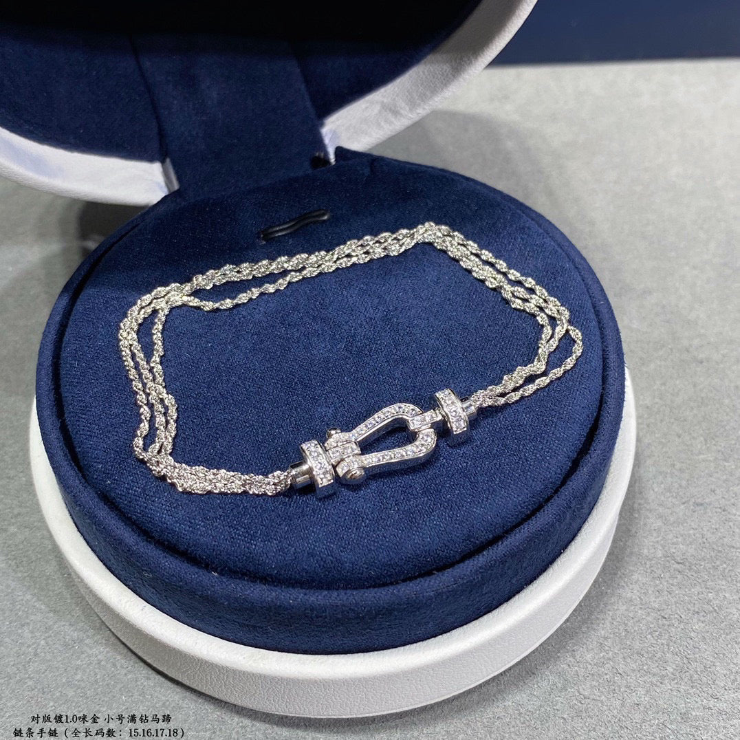 [BIJOUX]FORCE SMALL HORSESHOE  DIAMOND CHAIN ROPE BRACELET