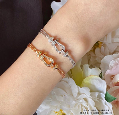 [BIJOUX]FORCE SMALL HORSESHOE  DIAMOND CHAIN ROPE BRACELET