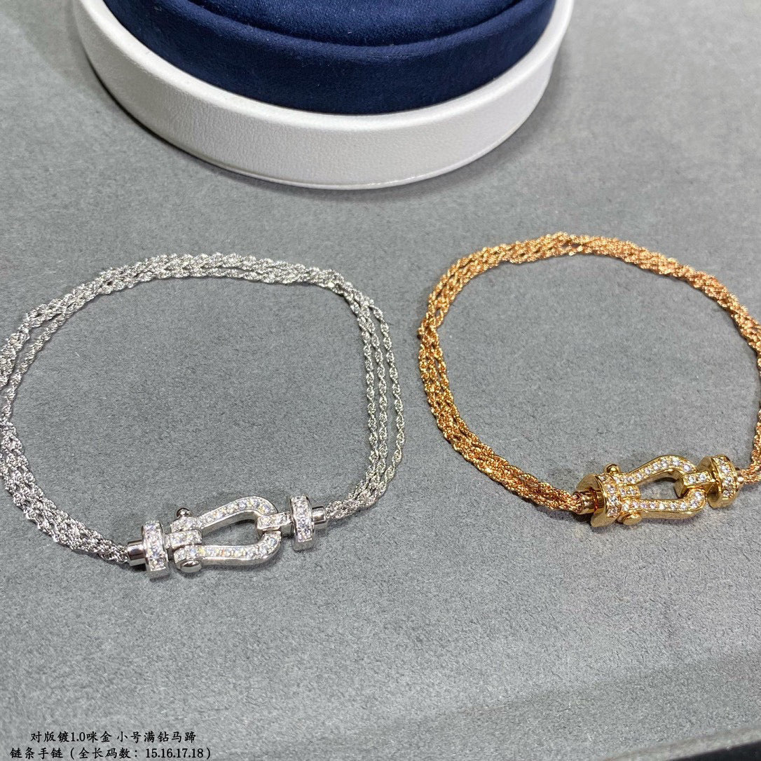 [BIJOUX]FORCE SMALL HORSESHOE  DIAMOND CHAIN ROPE BRACELET