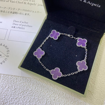 [BIJOUX]CLOVER  5 MOTIFS  PURPLE VIOLET BRACELET