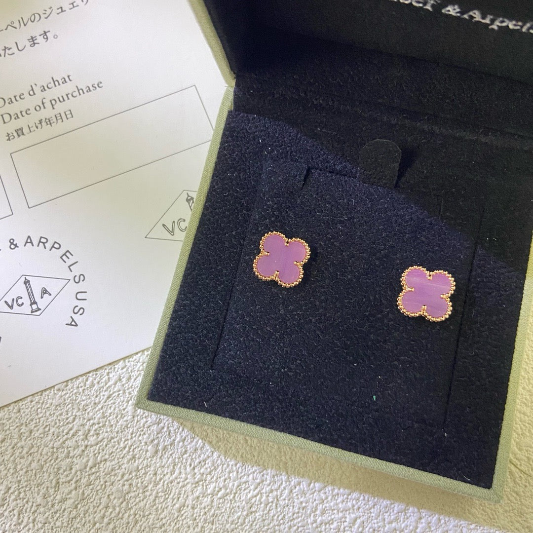 [BIJOUX]CLOVER MINI 9.5MM  PURPLE VIOLET EARRINGS