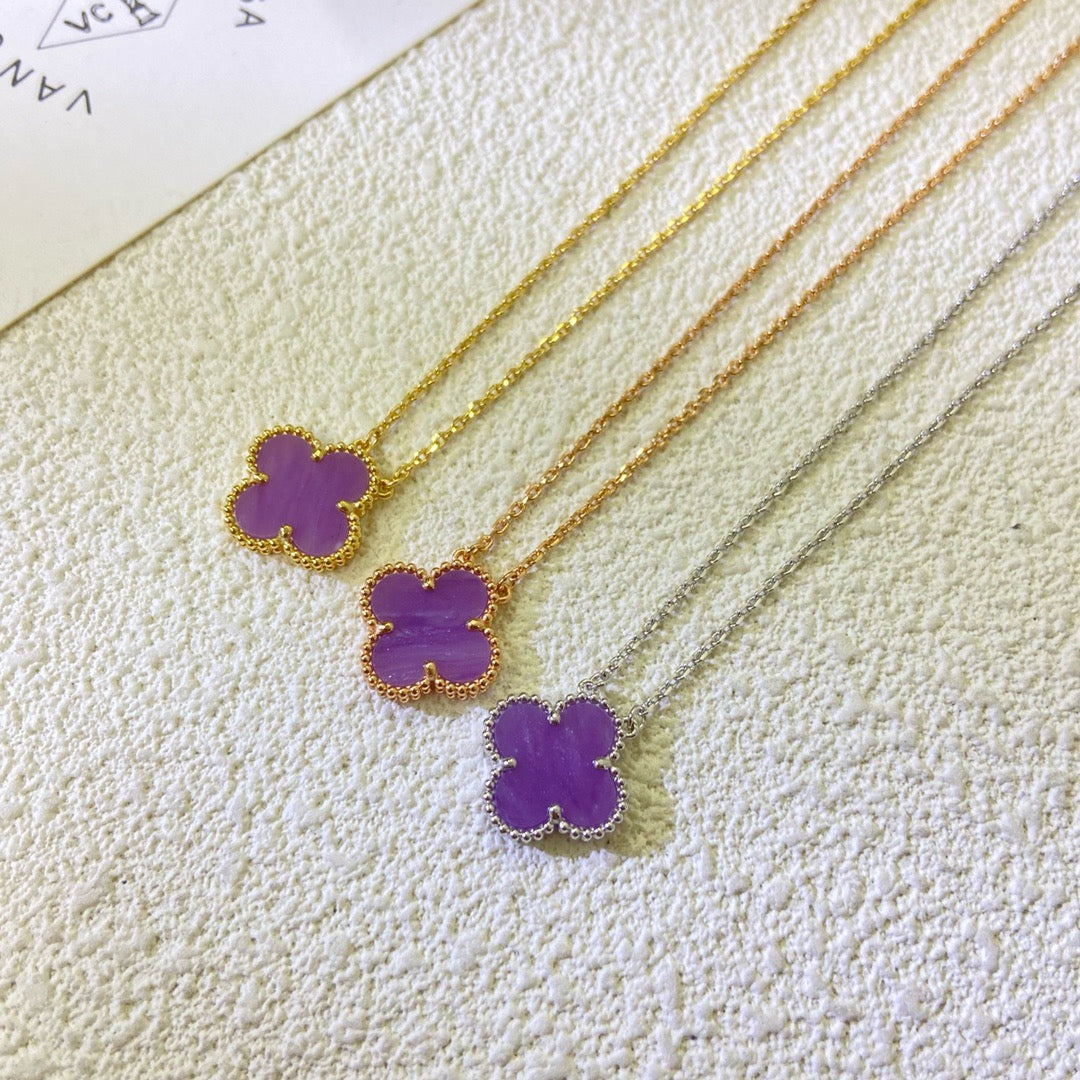 [BIJOUX]CLOVER 15MM  PURPLE VIOLET NECKLACE