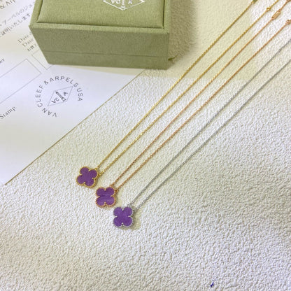 [BIJOUX]CLOVER 15MM  PURPLE VIOLET NECKLACE
