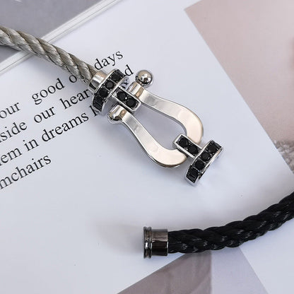 [BIJOUX]FORCE LARGE HORSESHOE BLACK DIAMOND BRACELET SILVER