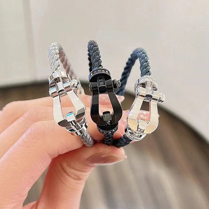 [BIJOUX]FORCE LARGE HORSESHOE HALF DIAMOND BRACELET SILVER