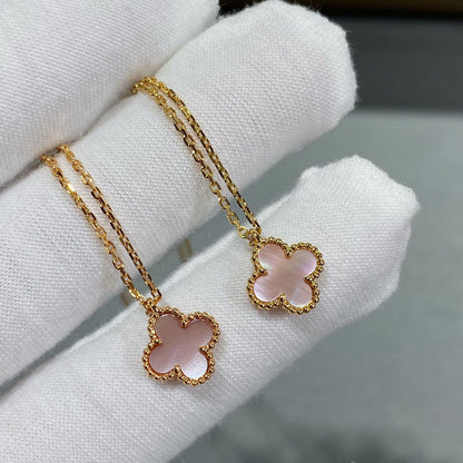 [BIJOUX]CLOVER 9.5MM PINK MOTHER OF PEARL SINGLE FLOWER NECKLACE