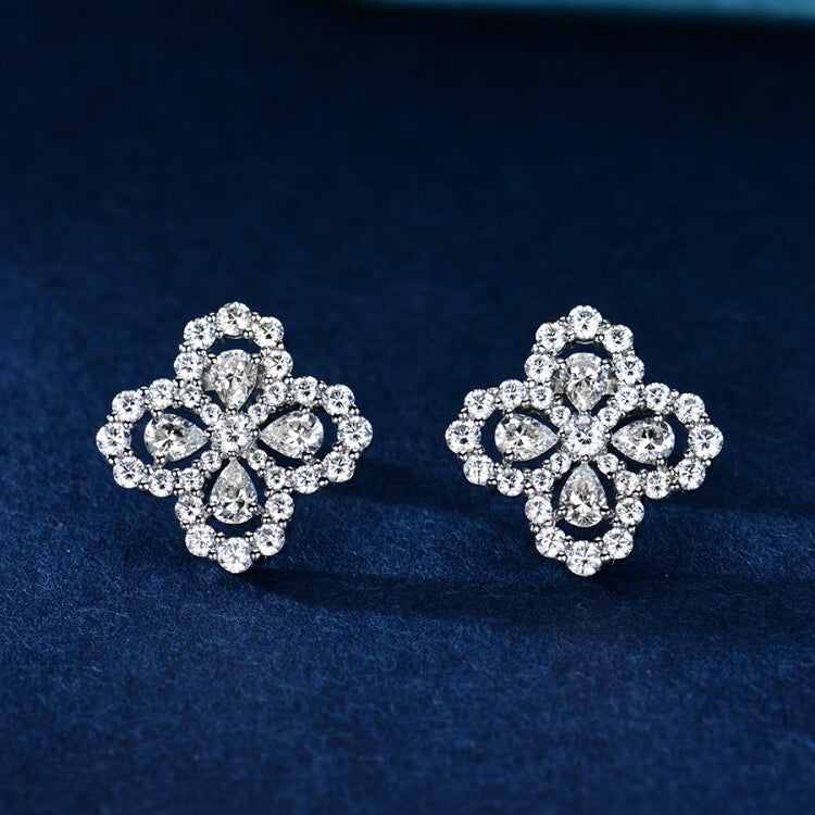 [BIJOUX]LOOP EARRINGS FULL MOTIF DIAMOND 16MM SILVE