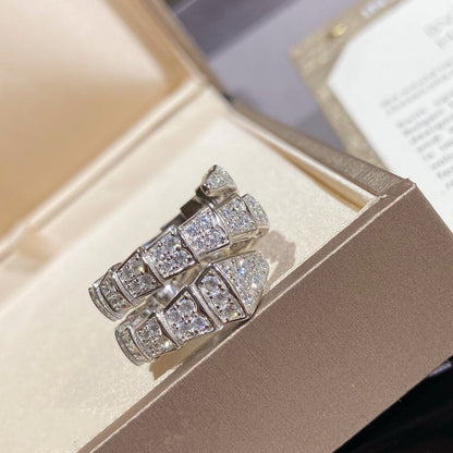 [BIJOUX]SERPENTI DOUBLE RING SILVER DIAMOND PAVED