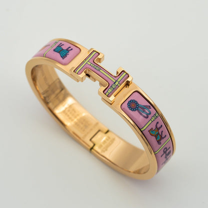 [BIJOUX]H PINK GOLD BRACELET PINK CERAMIC