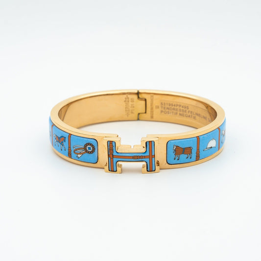 [BIJOUX]H PINK GOLD BRACELET BLUE CERAMIC