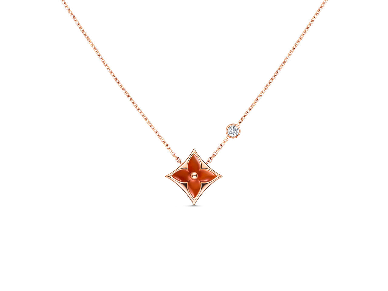 [BIJOUX]STAR NECKLACE PINK GOLD 1 DIAMOND