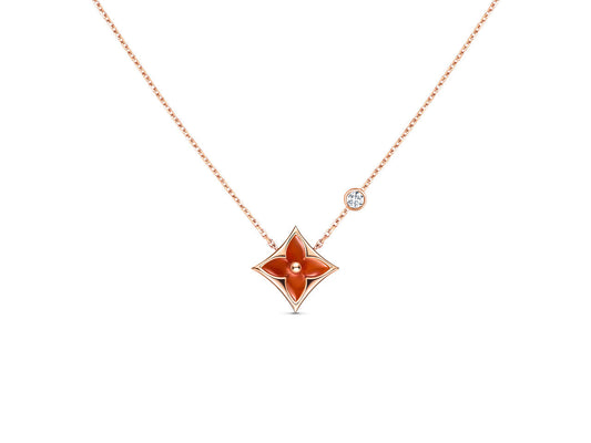 [BIJOUX]STAR NECKLACE PINK GOLD 1 DIAMOND