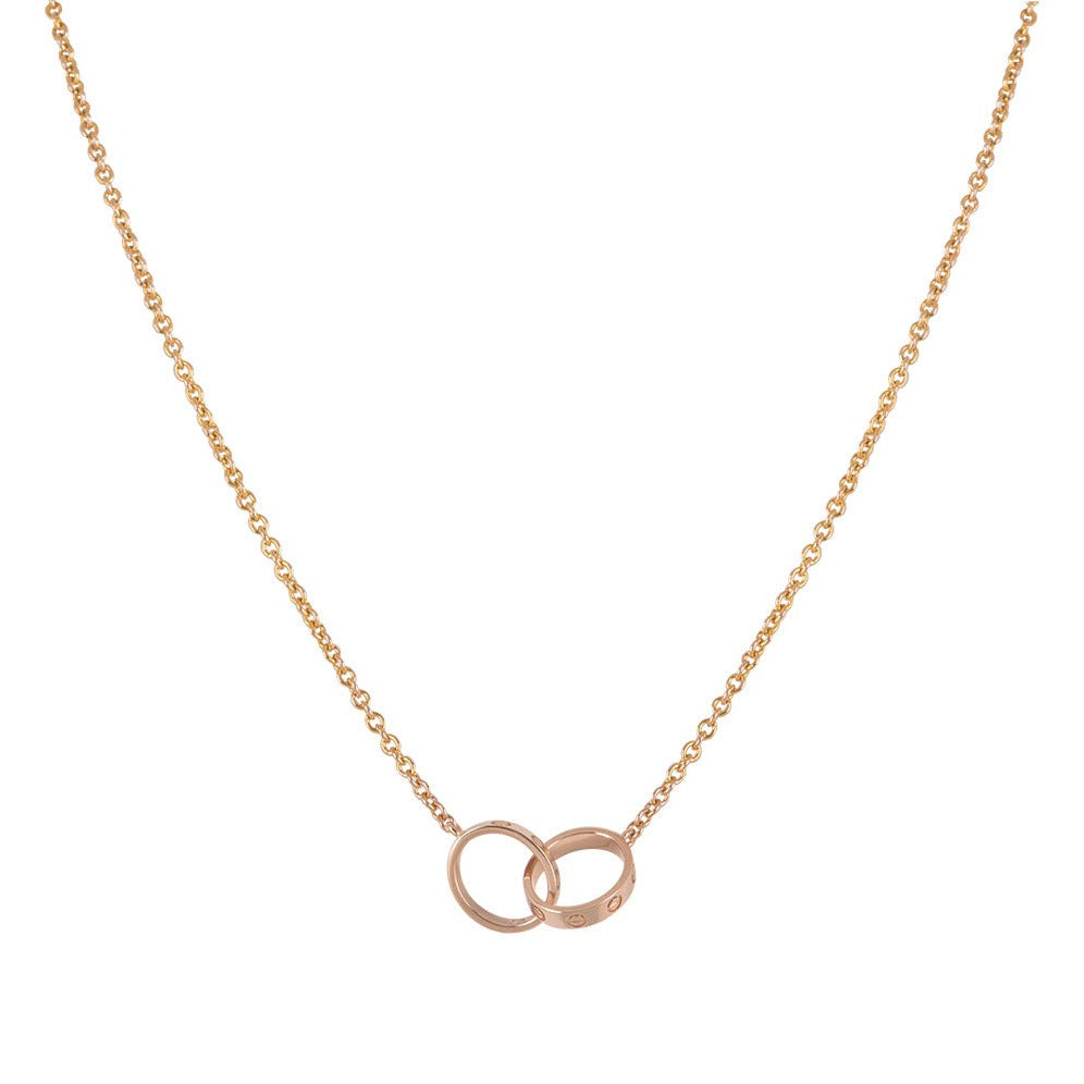 [BIJOUX] COLLIER LOVE DOUBLE ANNEAU OR ROSE