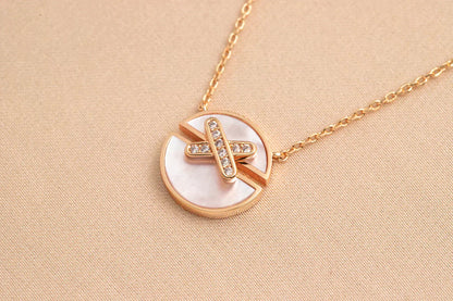 [BIJOUX]JEUX DE ROSE GOLD DIAMOND NECKLACE