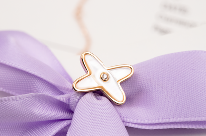 [BIJOUX]JEUX DE WHITE MOP ROSE GOLD DIAMOND EARRINGS