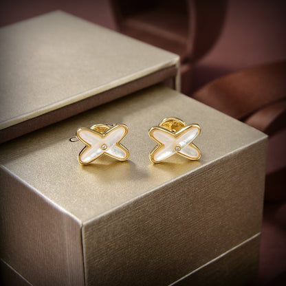 [BIJOUX]JEUX DE WHITE MOP GOLD DIAMOND EARRINGS