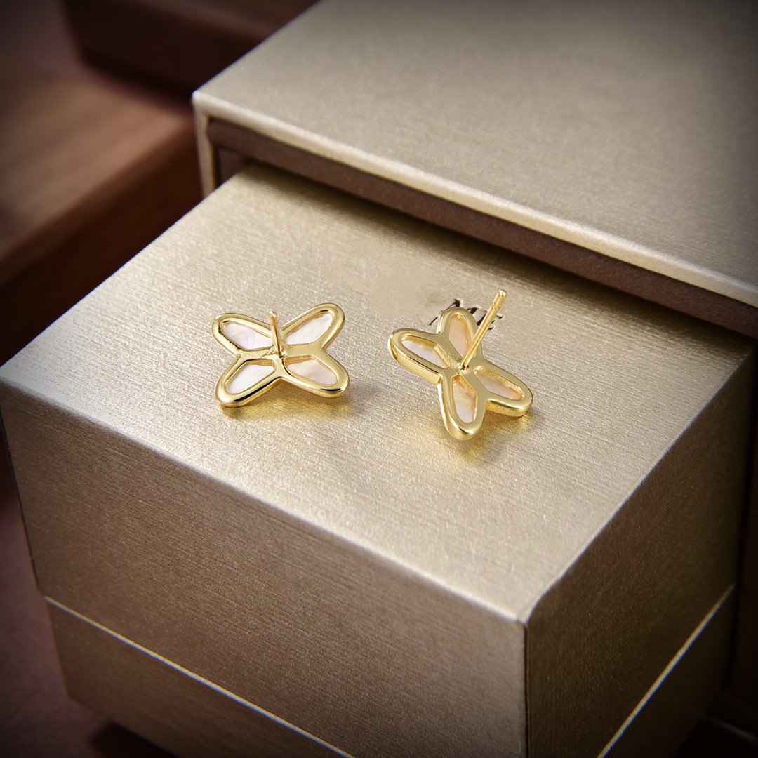 [BIJOUX]JEUX DE WHITE MOP GOLD DIAMOND EARRINGS