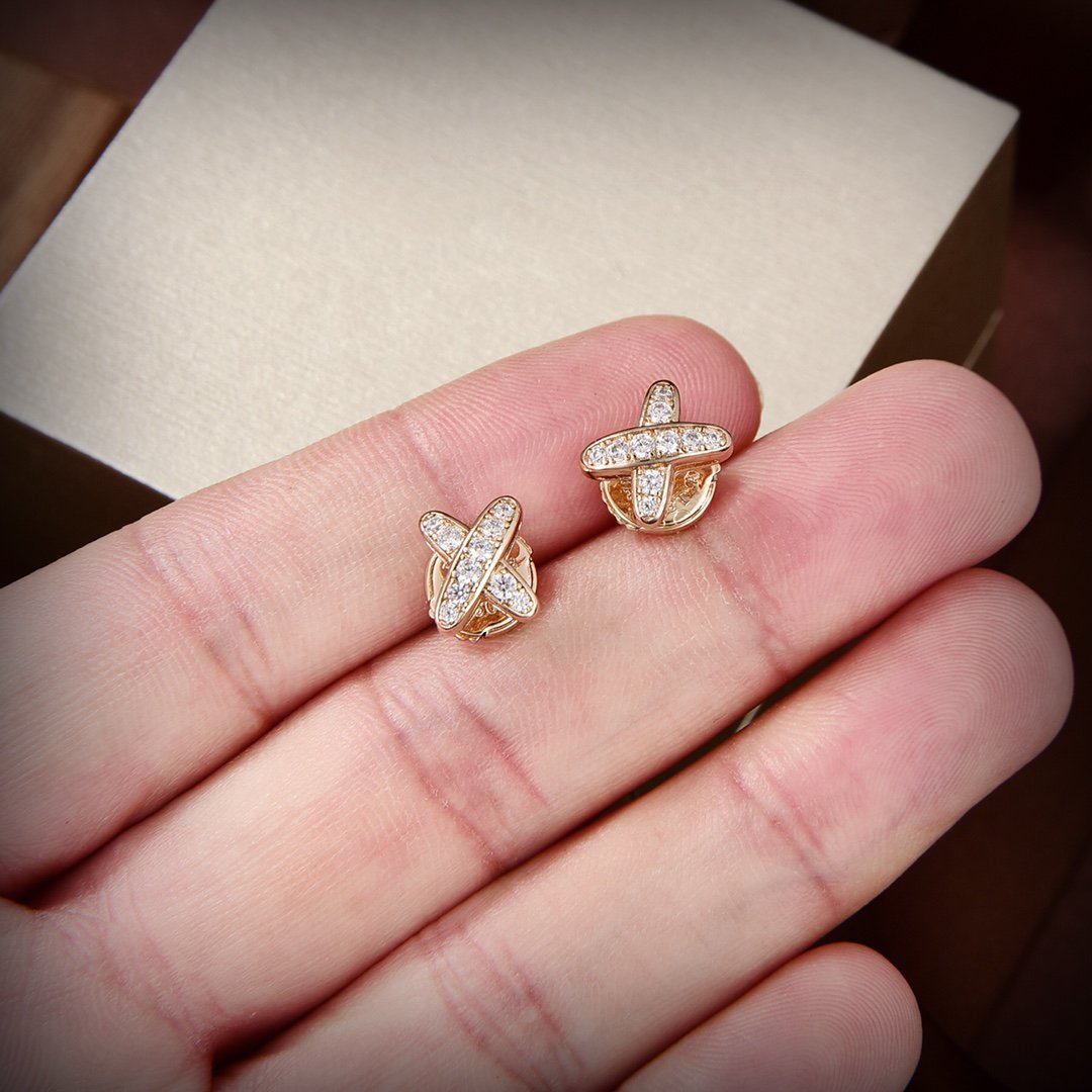 [BIJOUX]JEUX DE GOLD DIAMOND EARRINGS