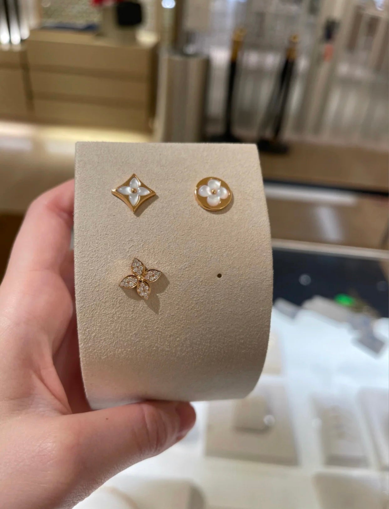 [BIJOUX]STAR BLOSSOM STUD EARRINGS PINK GOLD DIAMONDS