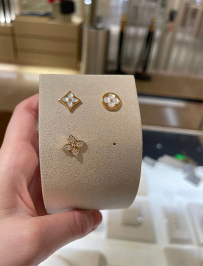 [BIJOUX]STAR BLOSSOM STUD EARRINGS PINK GOLD DIAMONDS