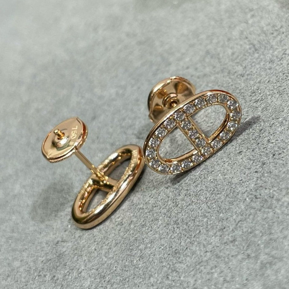 [BIJOUX]HM FULL DIAMOND PIG NOSE STUD EARRINGS